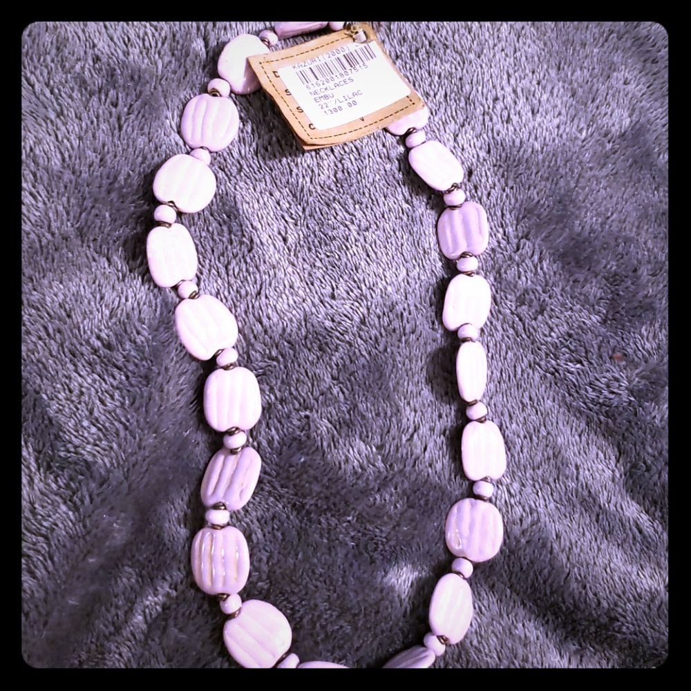 Kazuri African handmade beaded Embu Lilac Necklace